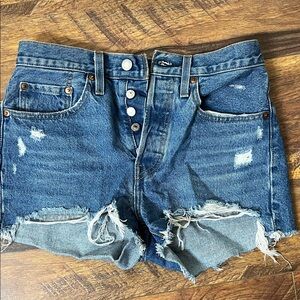 Levi's Blue Distressed Jean Shorts